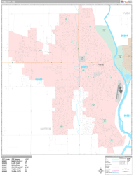 Yuba City Wall Map Premium Style 2024
